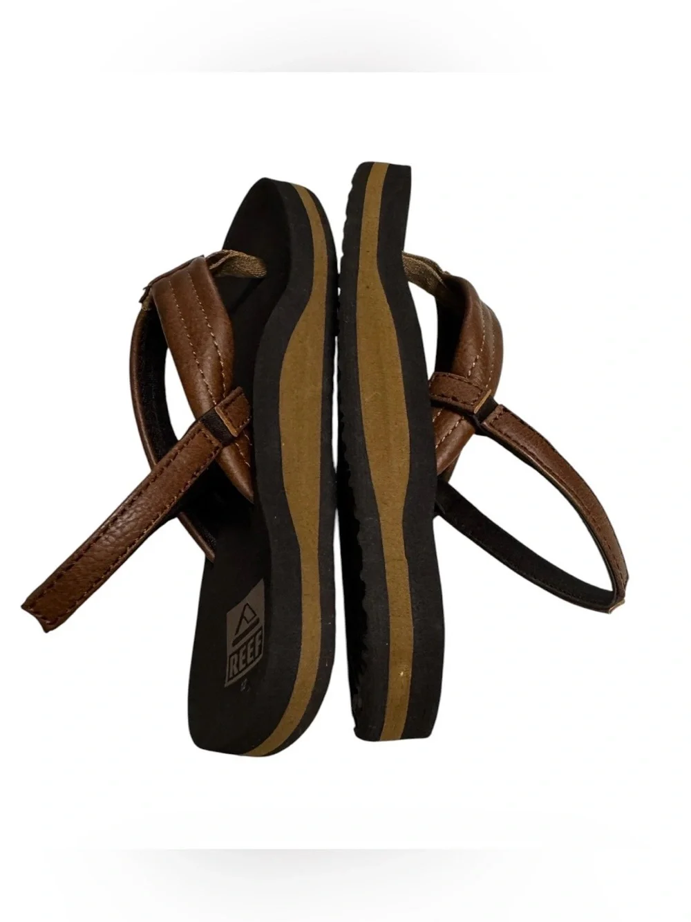 Reef Little Ahi Toddler/Kids Brown Sandals Backstrap Flip Flops Size 12